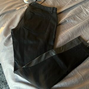 BB Dakota black skinny pants with leather calf detail